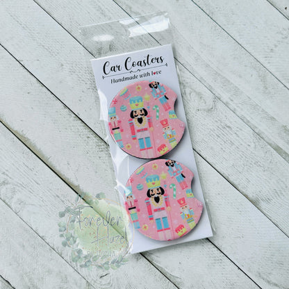 Pink Nutcrackers Car Coaster Set