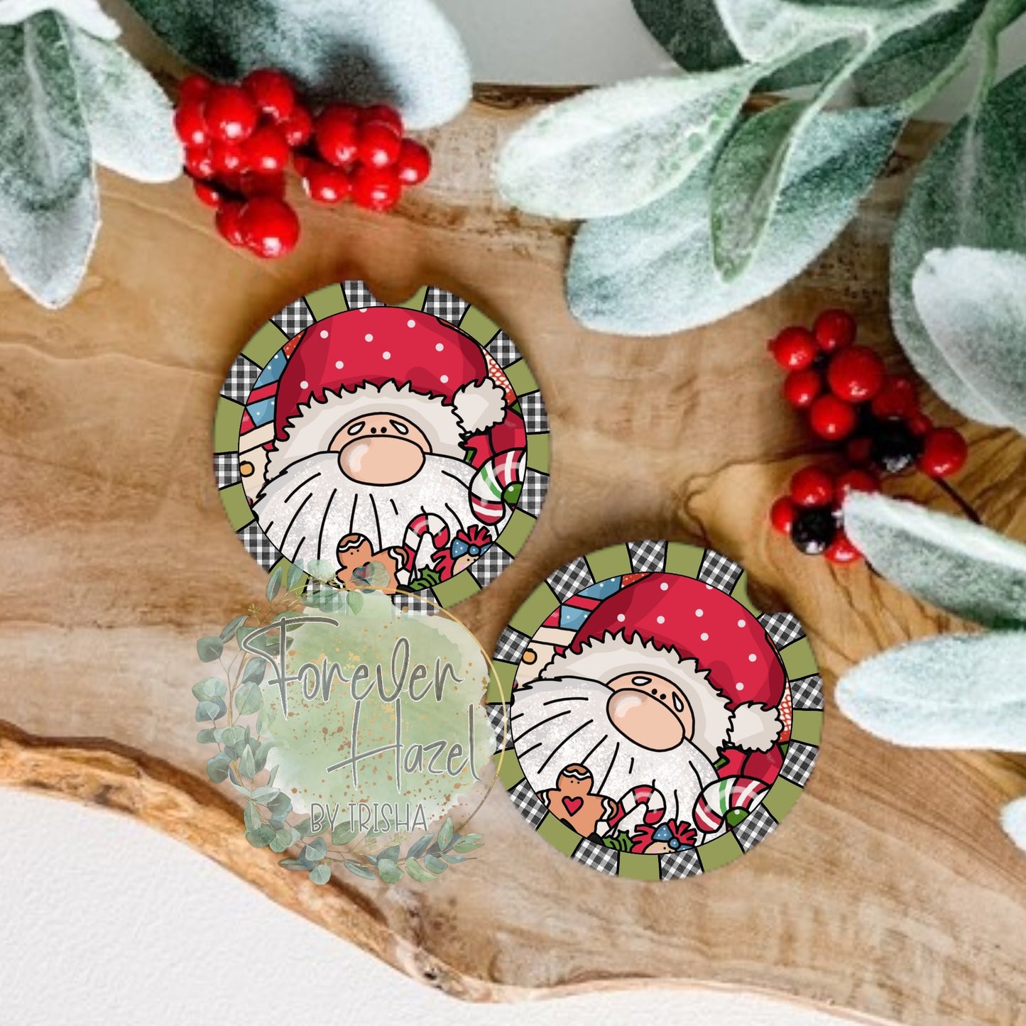 Santa Gnome Car Coaster Set
