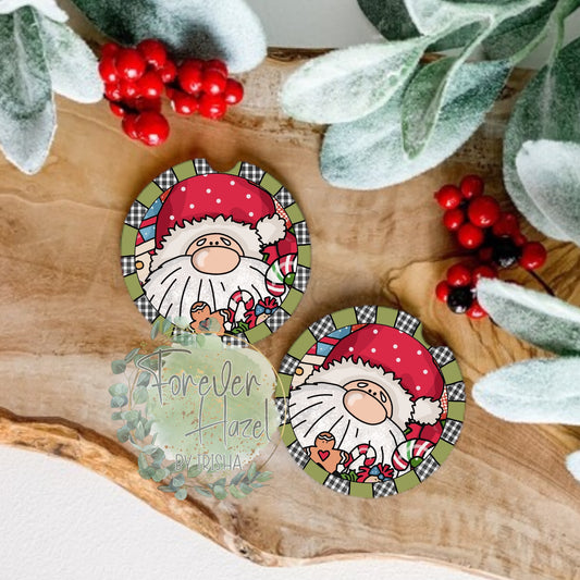 Santa Gnome Car Coaster Set