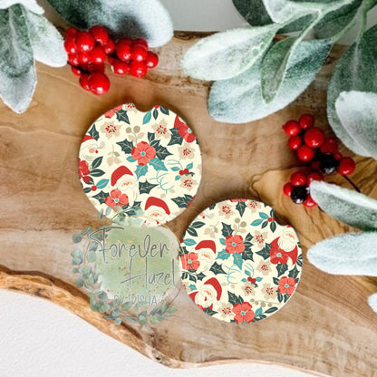 Vintage Santa Car Coaster Set