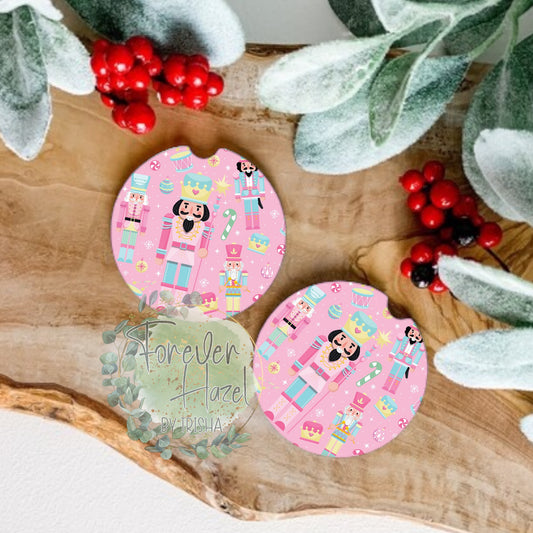Pink Nutcrackers Car Coaster Set