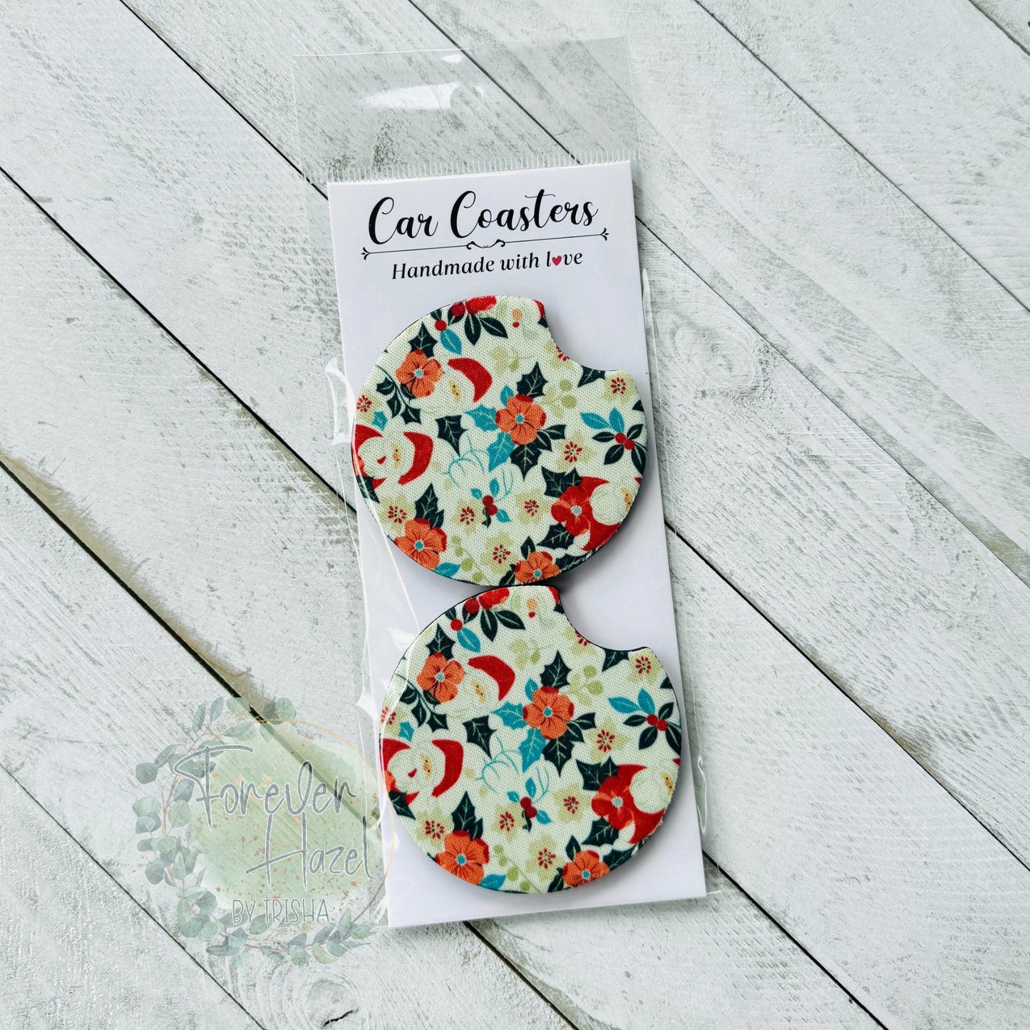 Vintage Santa Car Coaster Set