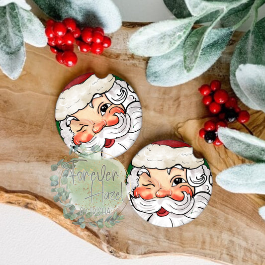 Santa Face Car Coaster Set