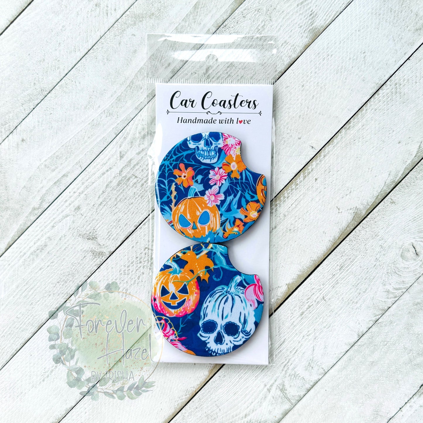 Skulls & Pumpkins Car Coaster Set