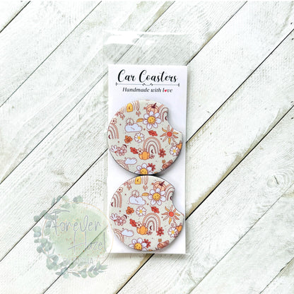 Retro Autumn Car Coaster Set