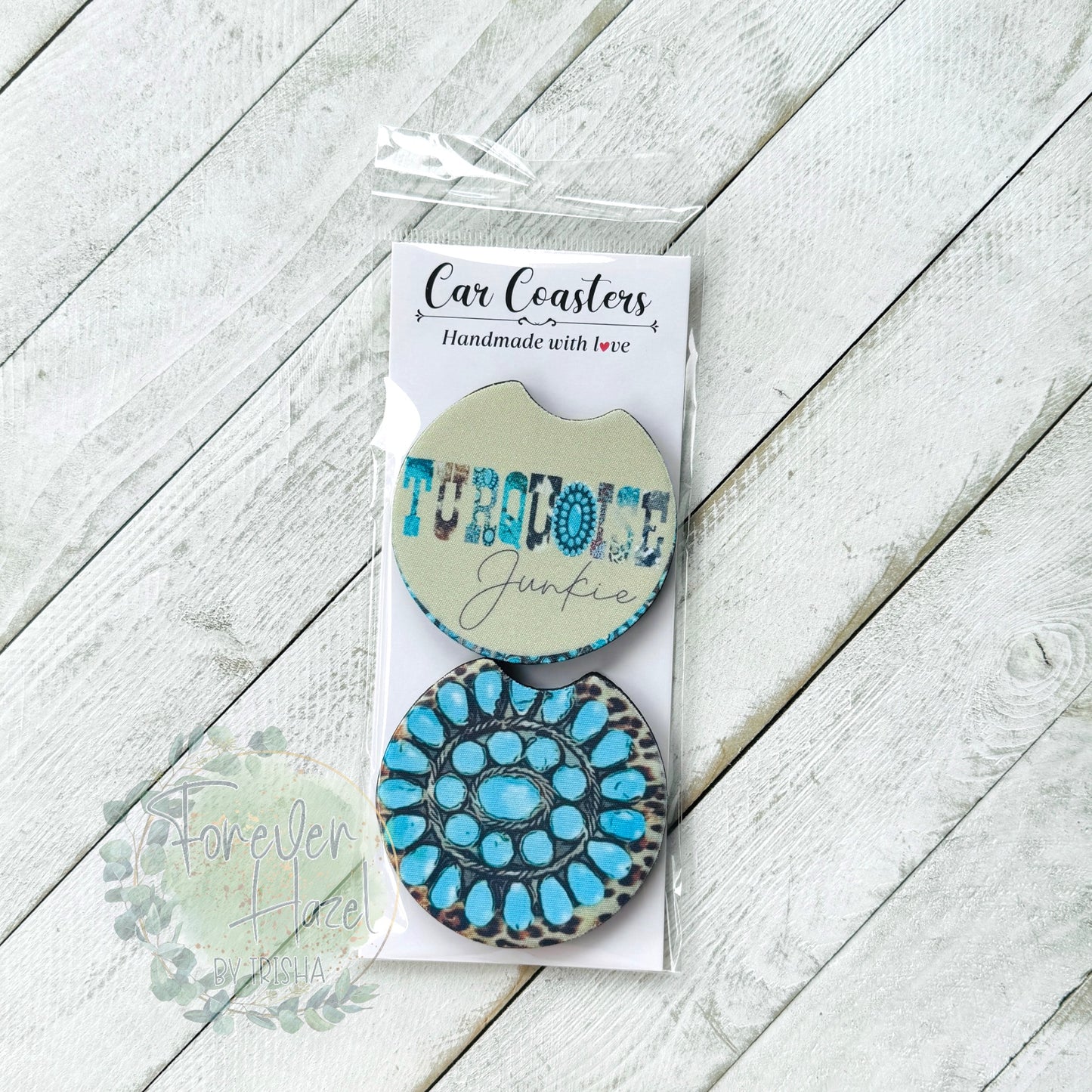 Turquoise Junkie Car Coaster Set