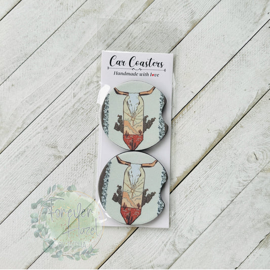 Desert Skull Car Coaster Set