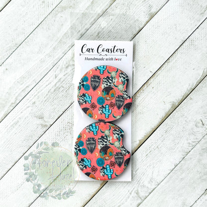 Western Pattern Car Coaster Set