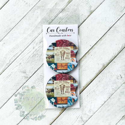Take No Bull Car Coaster Set