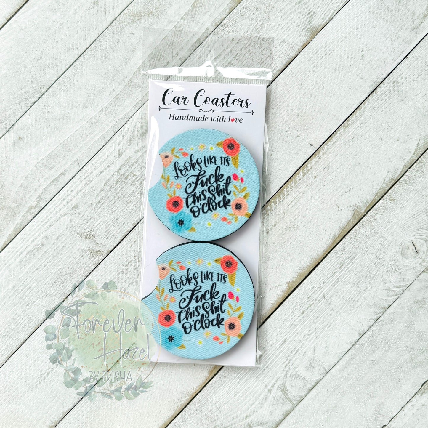 Fuck This Shit O’Clock Car Coaster Set