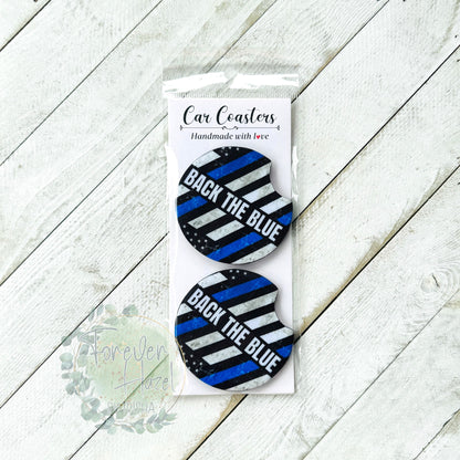 Back The Blue Car Coaster Set