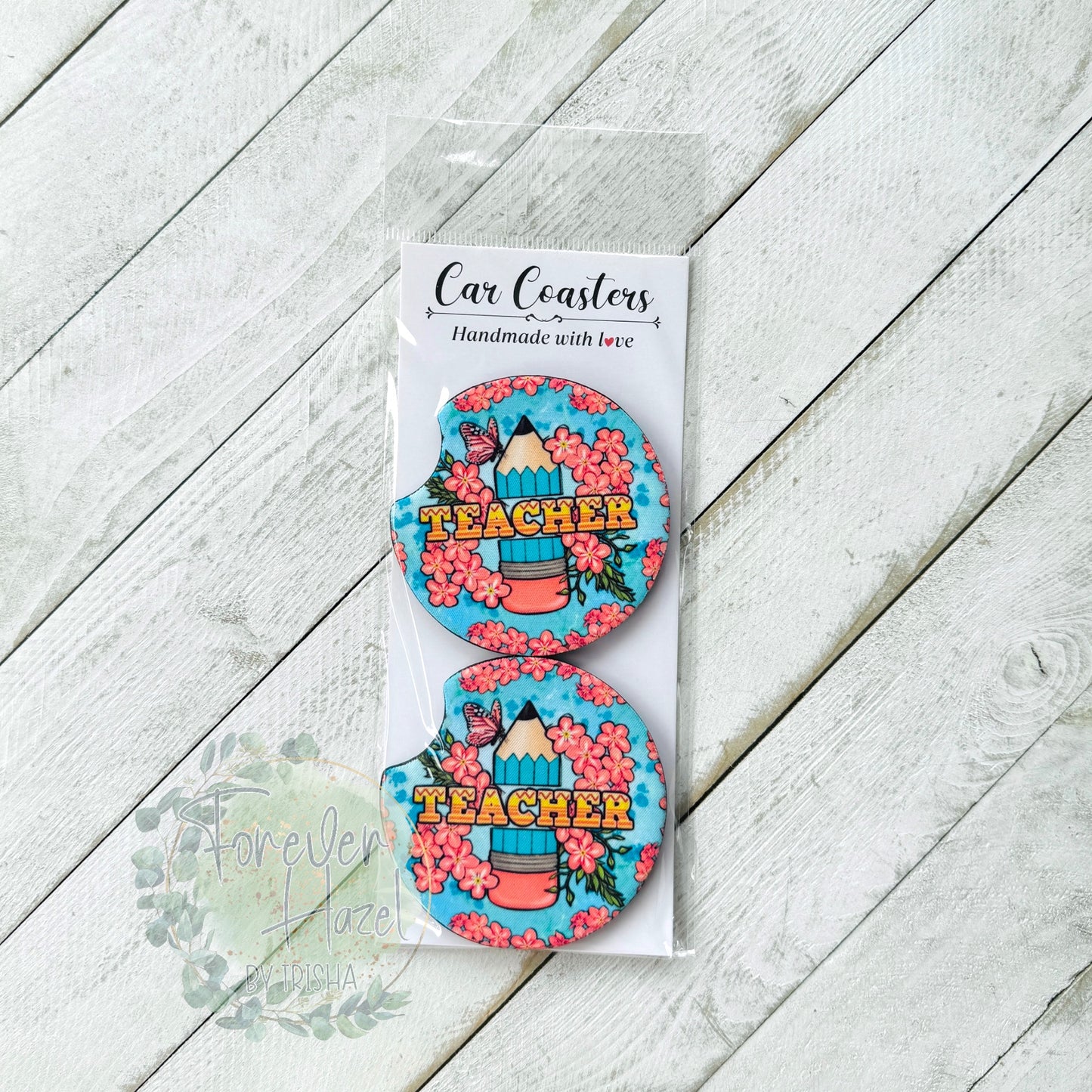 Floral Teacher Car Coaster Set