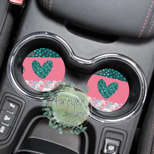 Patterned Heart Car Coaster Set