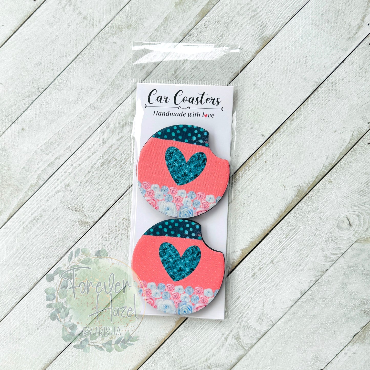 Patterned Heart Car Coaster Set