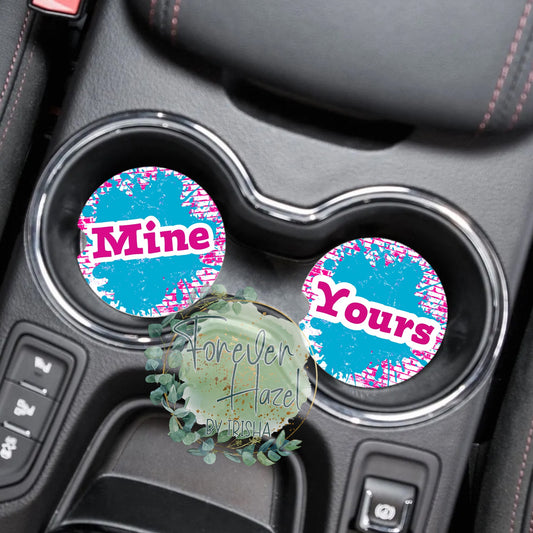 Mine, Yours Car Coaster Set