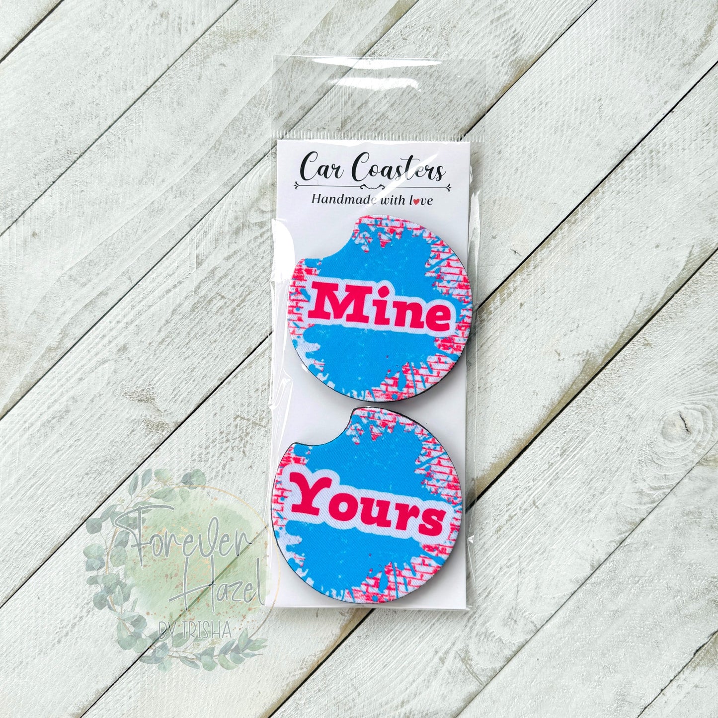 Mine, Yours Car Coaster Set