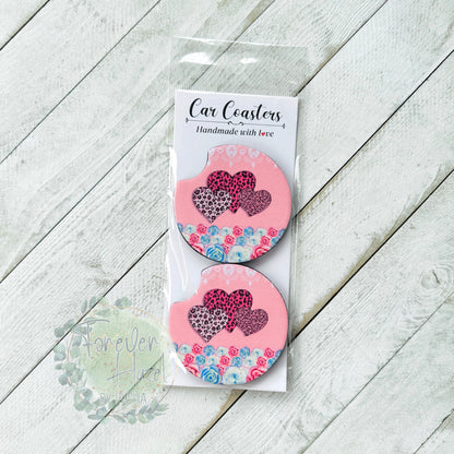 Three Hearts Car Coaster Set