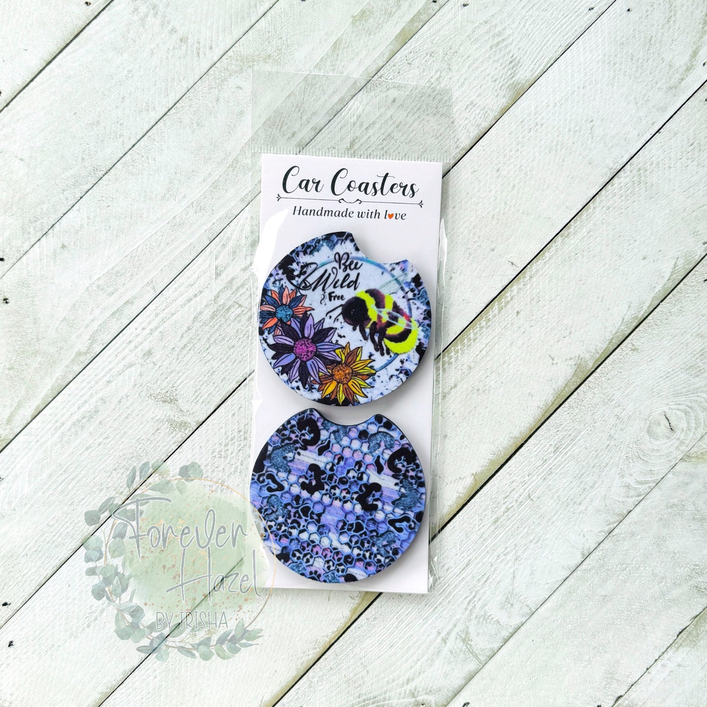 Bee Wild & Free Car Coaster Set