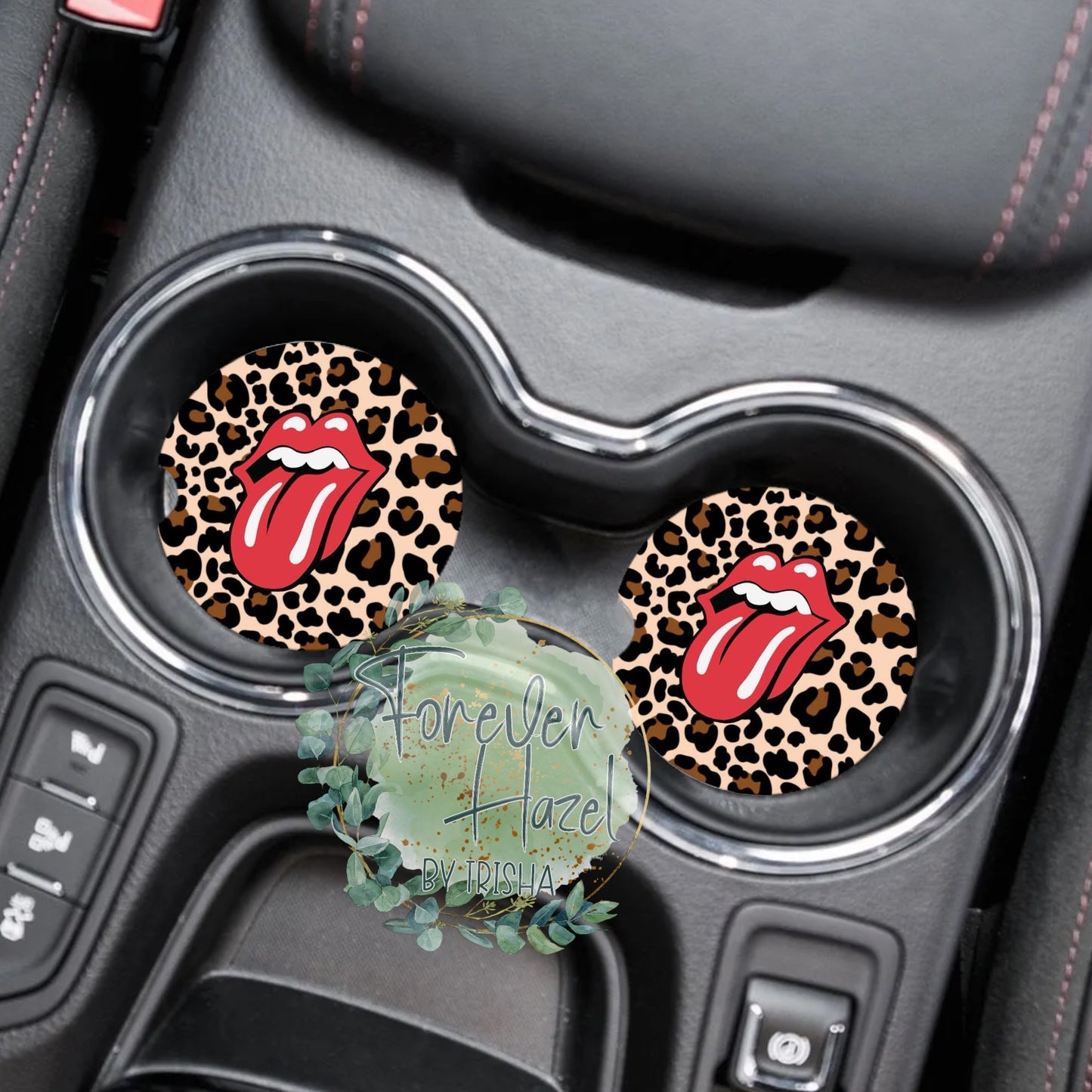 Cheetah Tongue Car Coaster Set