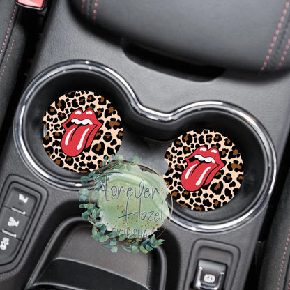Cheetah Tongue Car Coaster Set