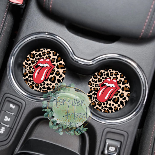 Cheetah Tongue Car Coaster Set
