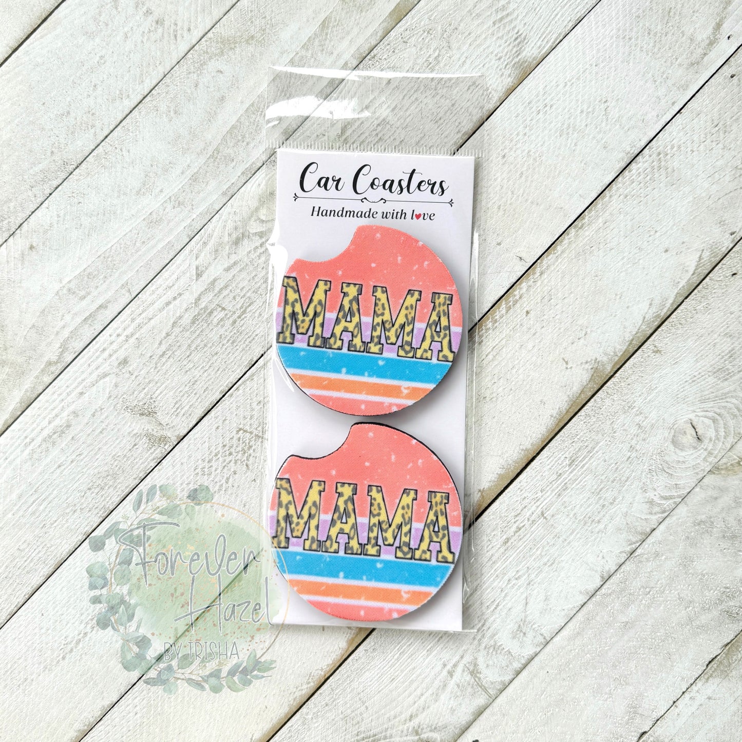 Cheetah Mama Car Coaster Set