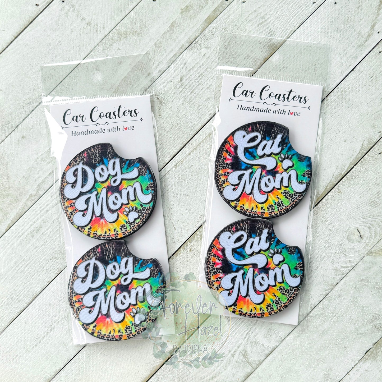 Dog or Cat Mom Car Coaster Set