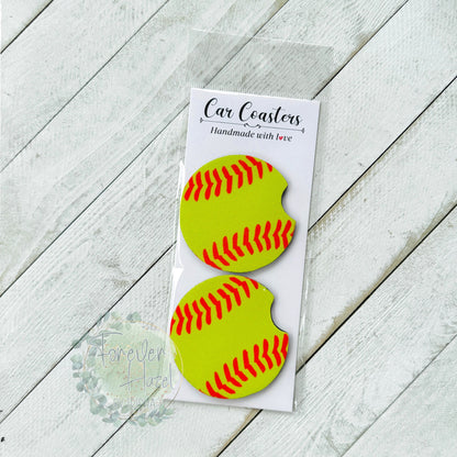 Softball Car Coaster Set