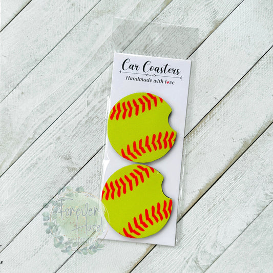 Softball Car Coaster Set