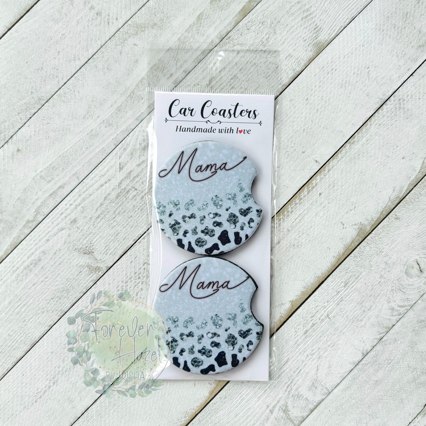 Black & White Mama Car Coaster Set