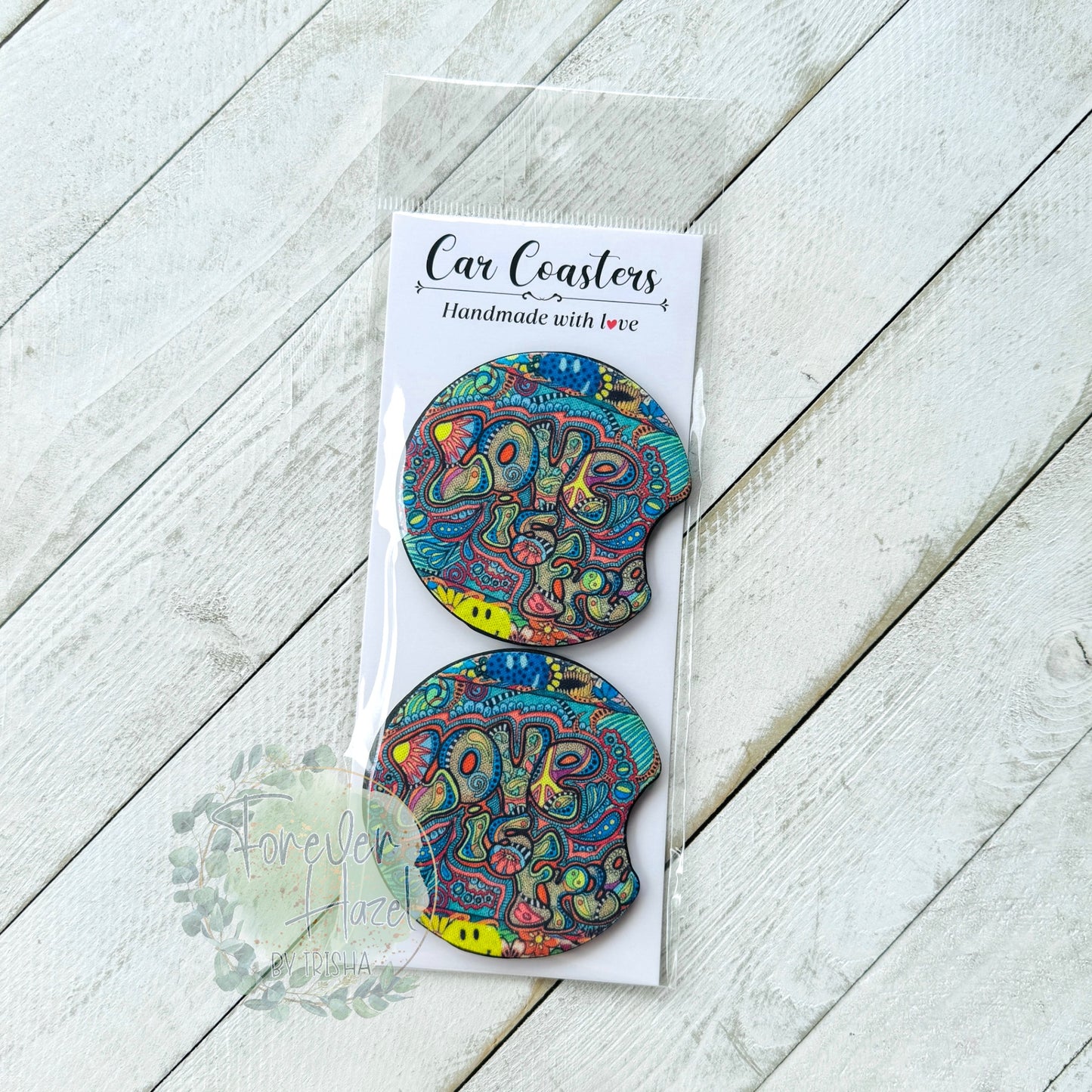 Love is Free Car Coaster Set