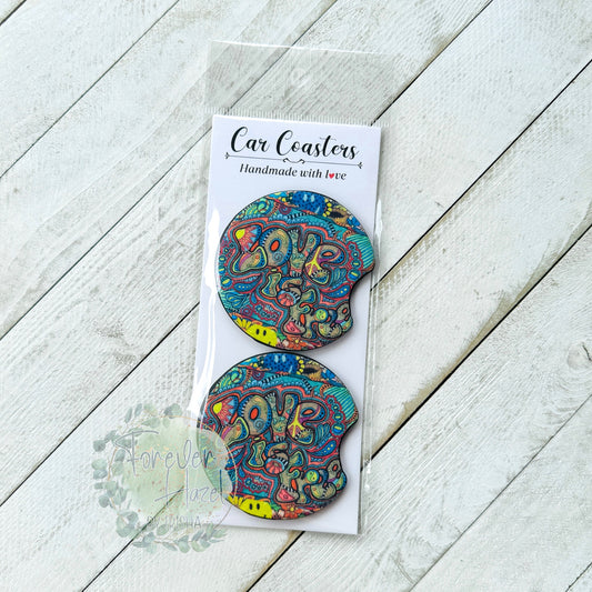 Love is Free Car Coaster Set