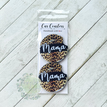 Cheetah Mama Car Coaster Set