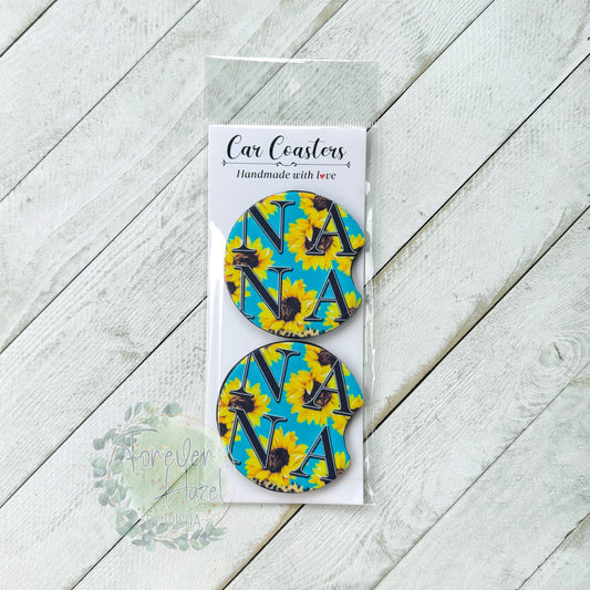 Sunflowers Nana Car Coaster Set