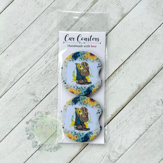 Cowgirl Boots Car Coaster Set