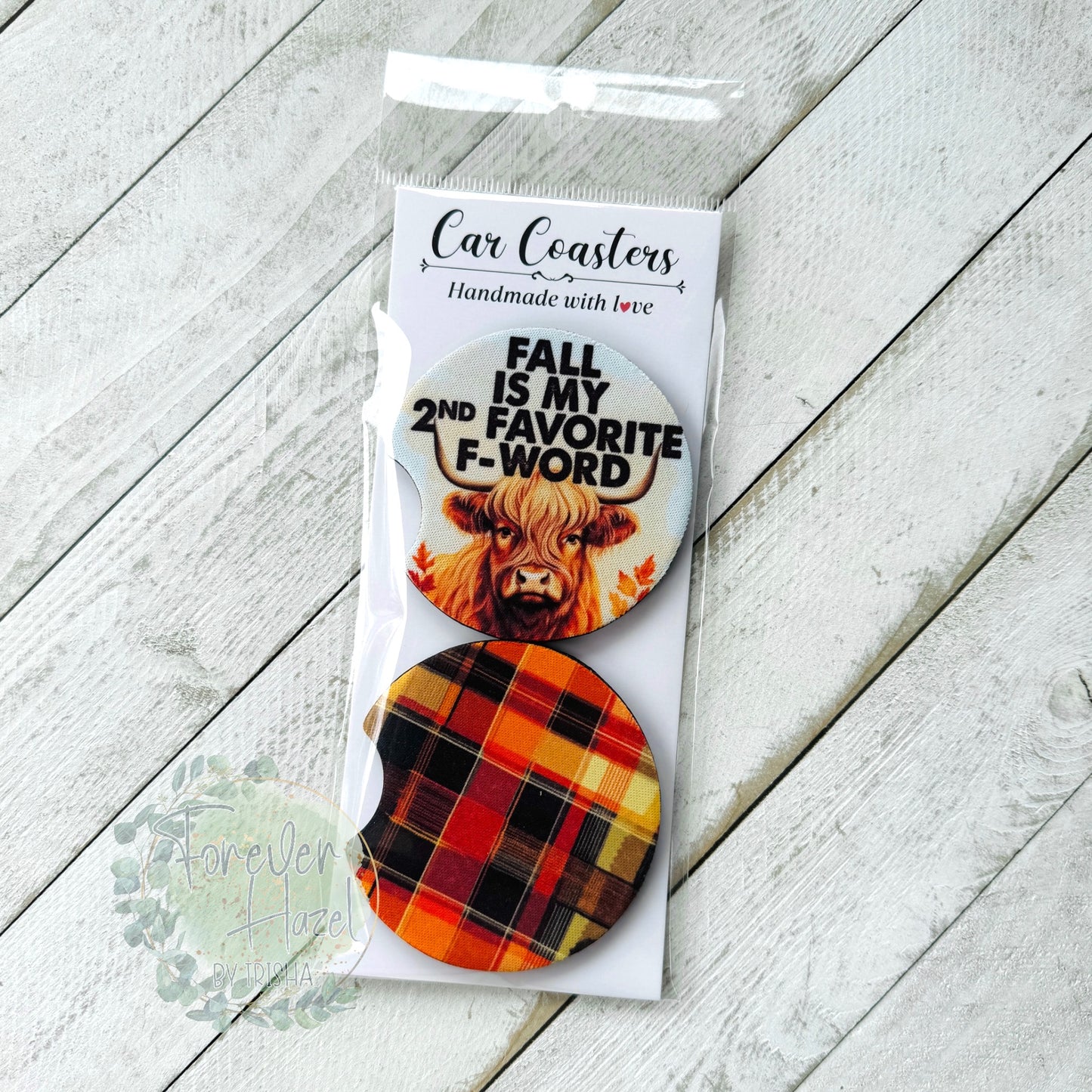 Fall Is My Second Favorite F Word Car Coaster Set