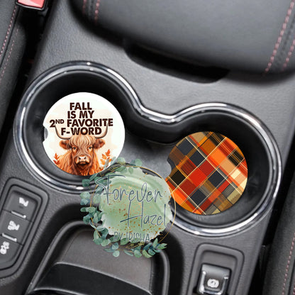 Fall Is My Second Favorite F Word Car Coaster Set