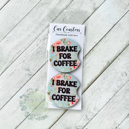 I Brake For Coffee Car Coaster Set