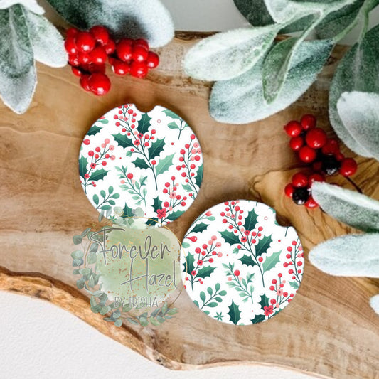 Holly and Berries Car Coaster Set