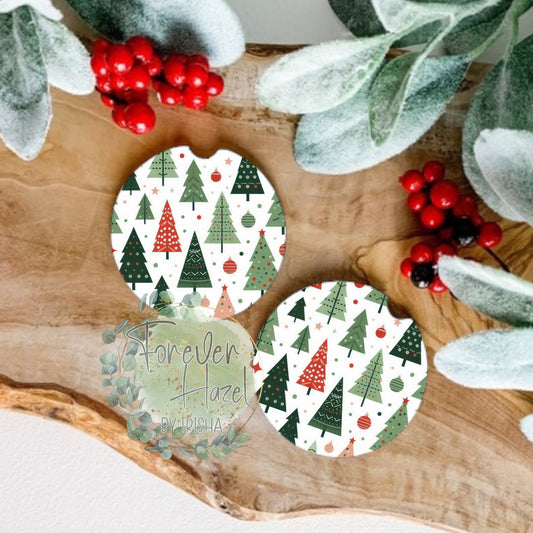 Christmas Trees Car Coaster Set