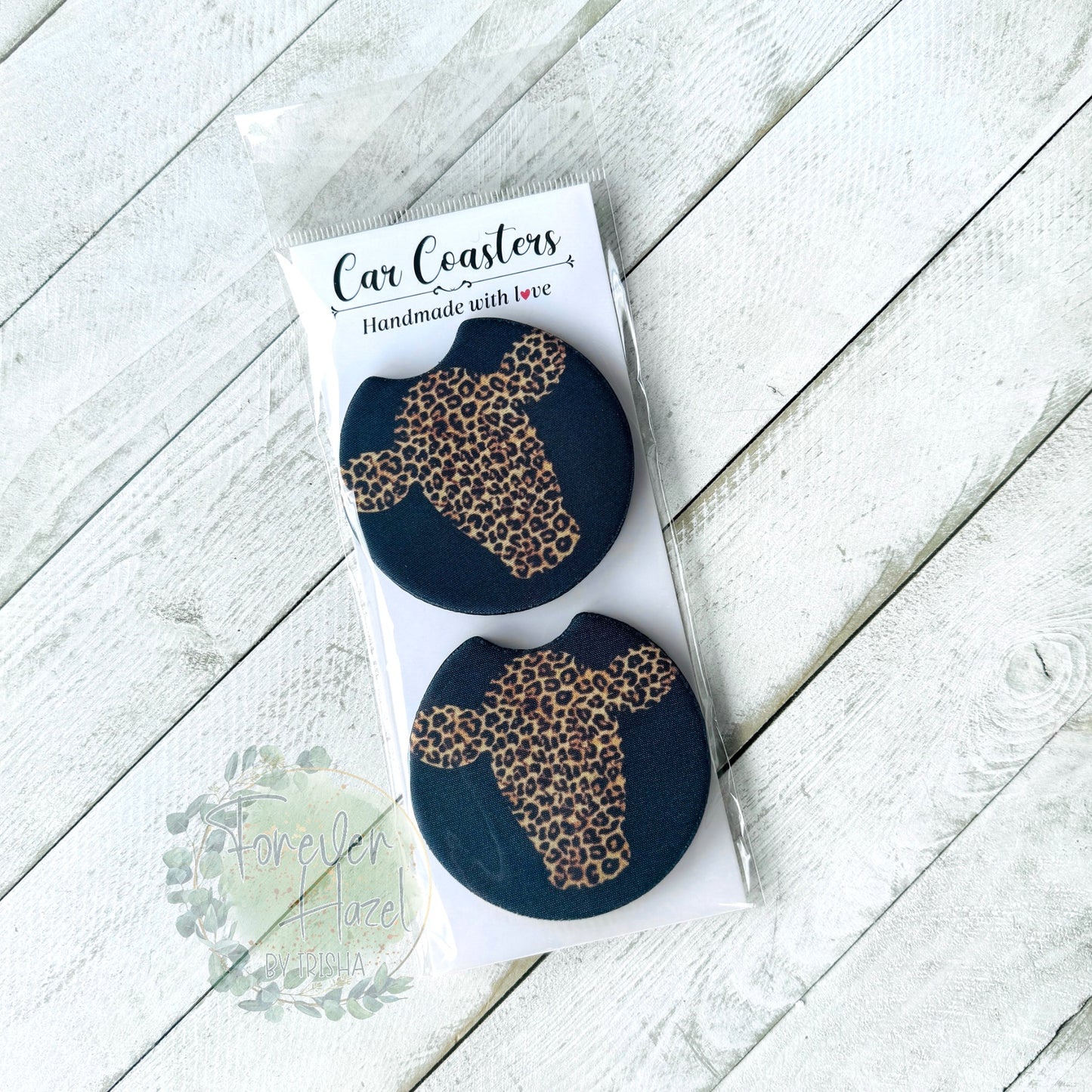 Cheetah Cow Car Coaster Set