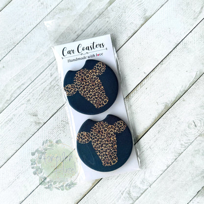 Cheetah Cow Car Coaster Set