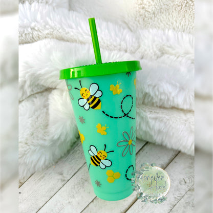 Bumble Bees Color Change Plastic Tumbler