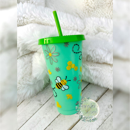Bumble Bees Color Change Plastic Tumbler
