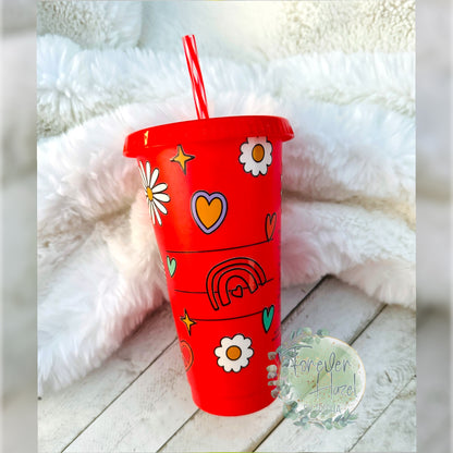 SB Hearts and Flowers Plastic Tumbler