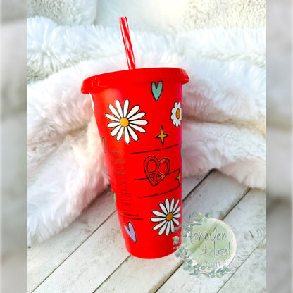 SB Hearts and Flowers Plastic Tumbler