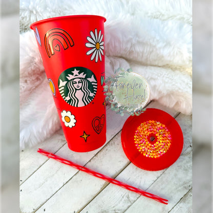 SB Hearts and Flowers Plastic Tumbler
