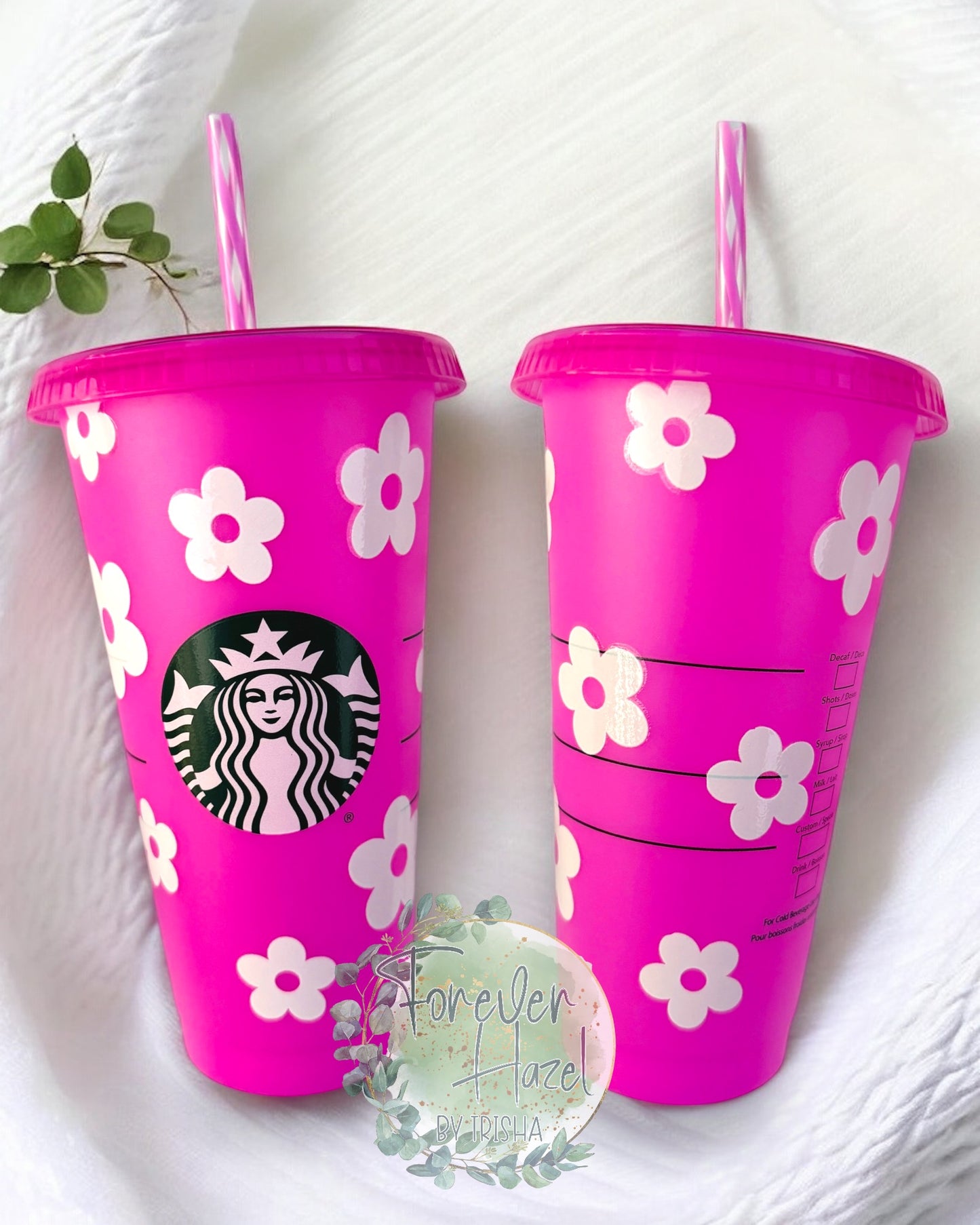 Pink SB Retro Flowers Plastic Tumbler