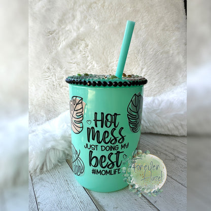 Hot Mess Doing My Best #Momlife Glass Mug