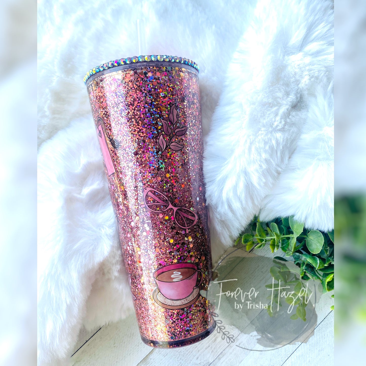 I Like Coffee, Good Books and Silence Glitter Snowglobe Acrylic 24oz Tumbler